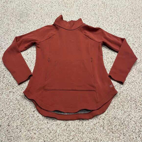 Title Nine Women's Most Wanted Pullover Sweatshirt Sz M Red Mock Neck Gorpcore - Picture 1 of 8